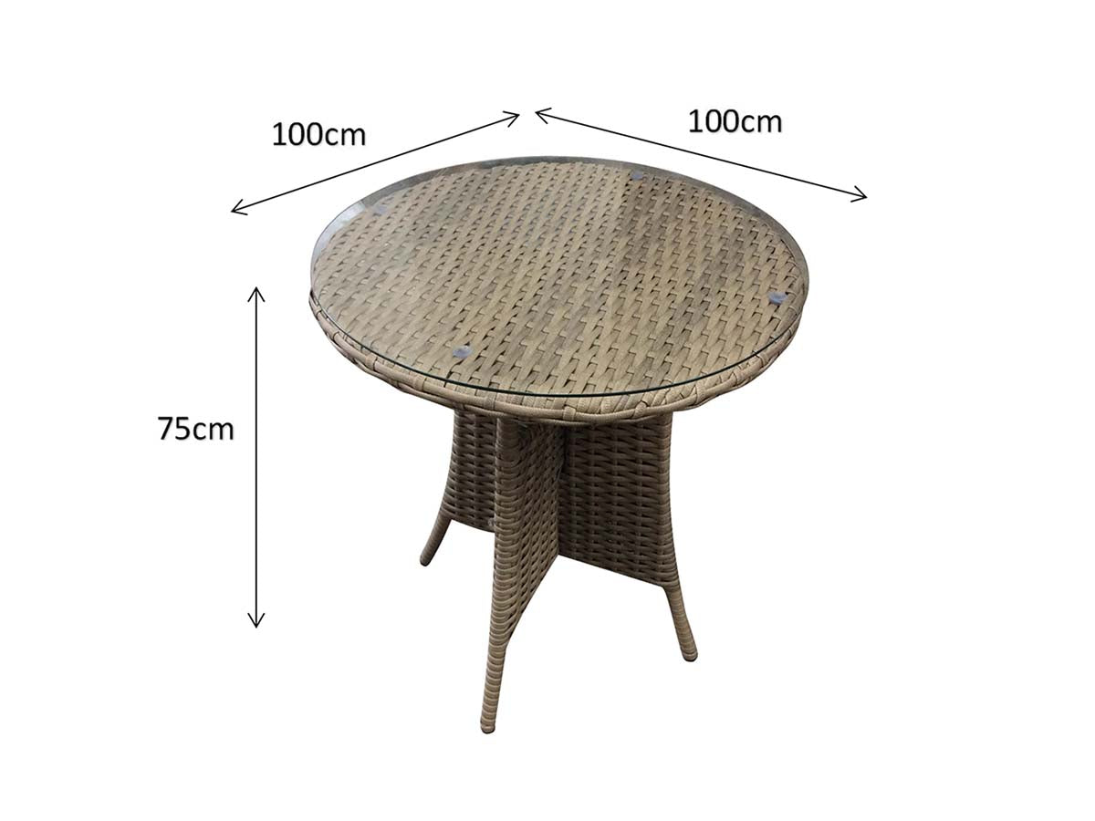 Rattan Round Bistro Table in Natural 70cm | Darcey | Darc0264