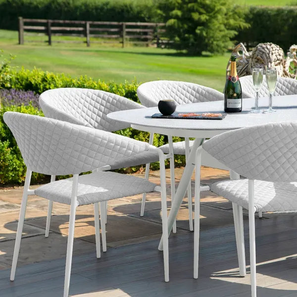 Outdoor Fabric Pebble 8 Seat Rectangular Dining Set