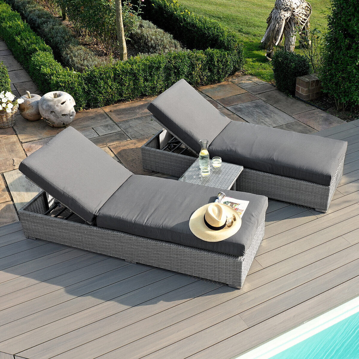 Homeflair - Ascot Rattan Sun Lounger Set
