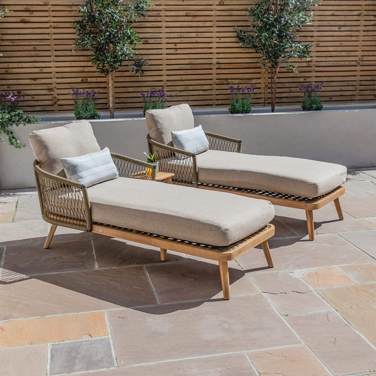 Homeflair - Bali Rope Weave Double Sunlounger Set