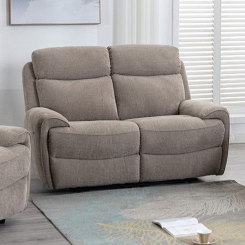 Sofia Electric Recliner 3 + 2 Seater Sofas in Oatmeal Brown - Homeflair