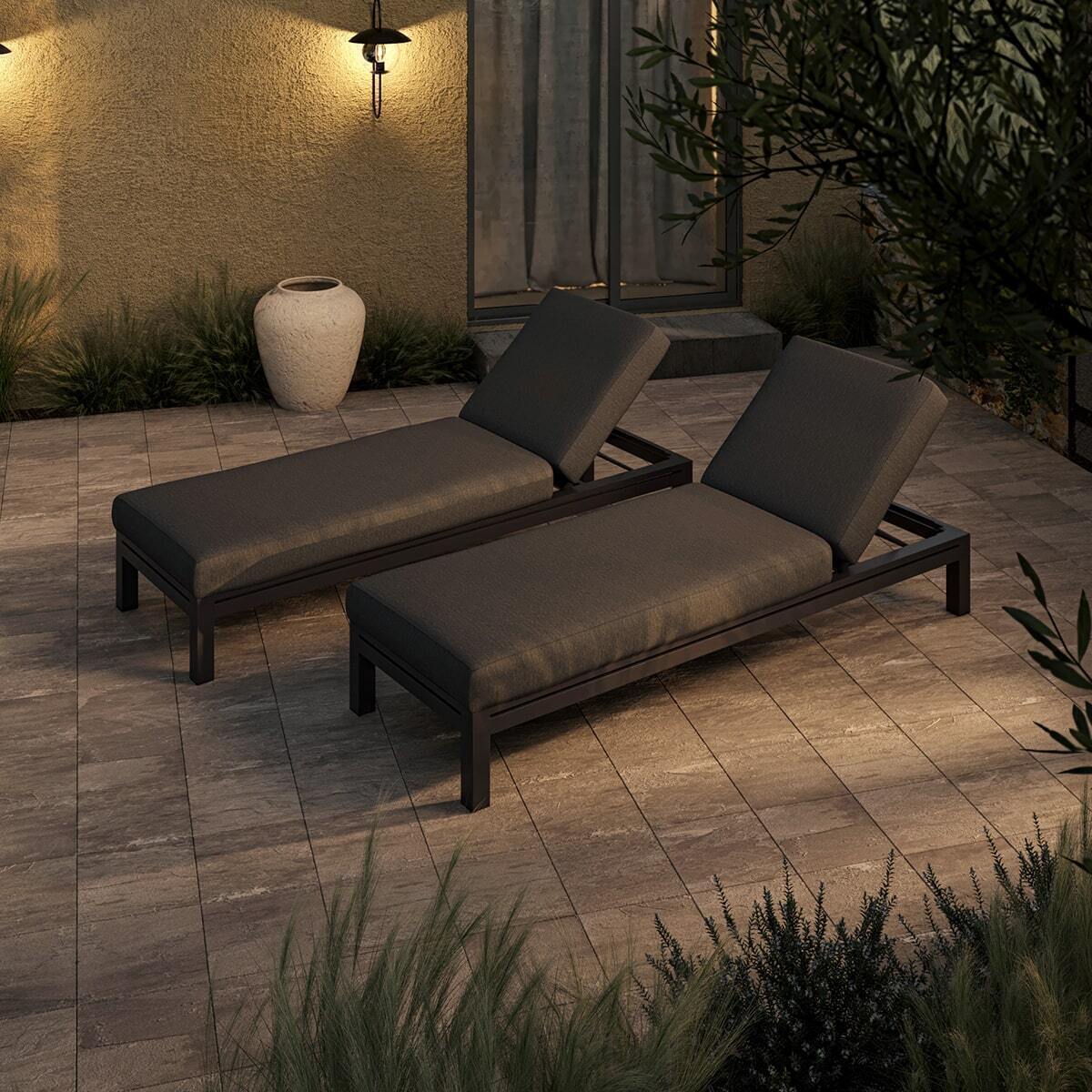 Homeflair - Oslo Double Aluminium Sunlounger Set