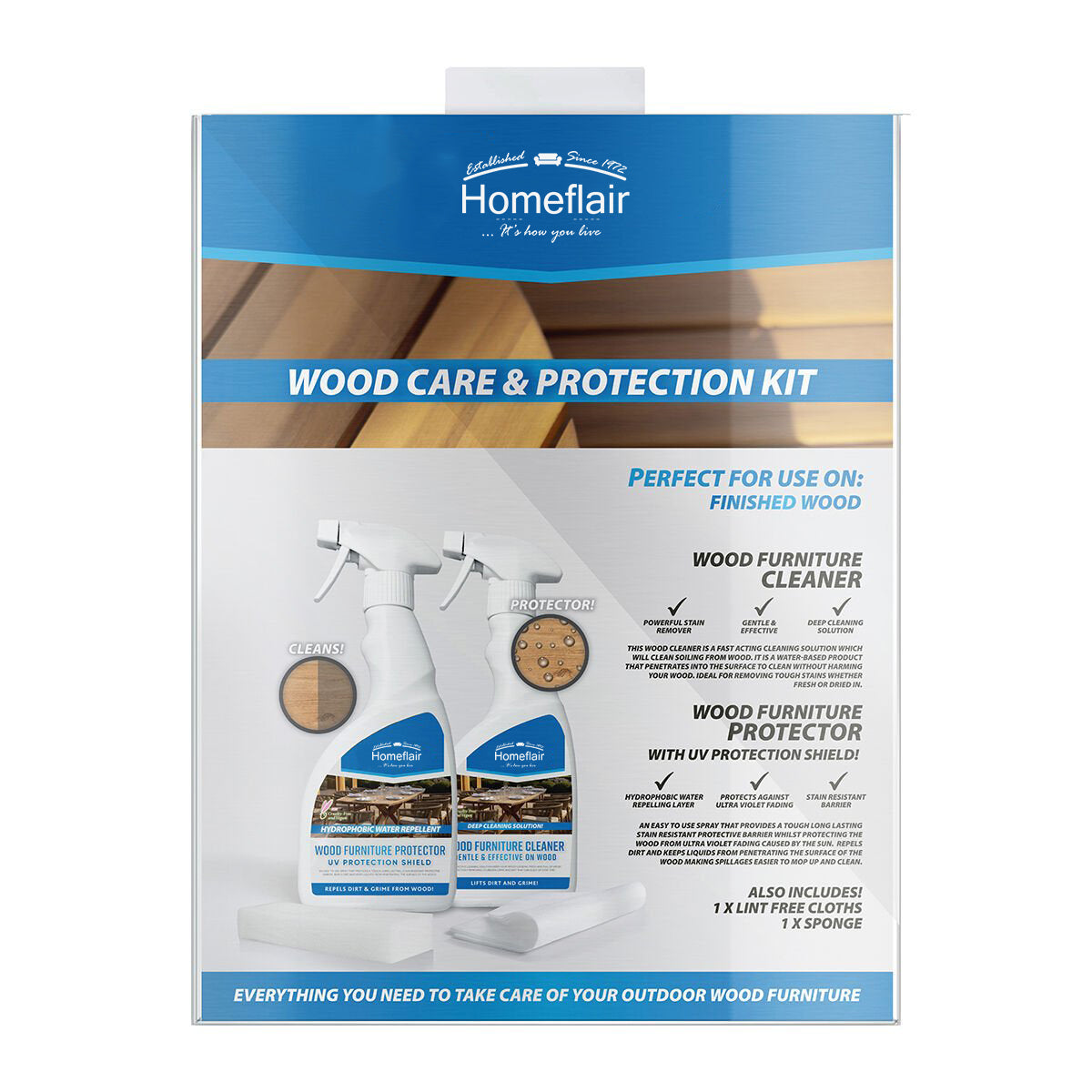 Homeflair -Wood Garden Furniture Cleaning & Protector Kit