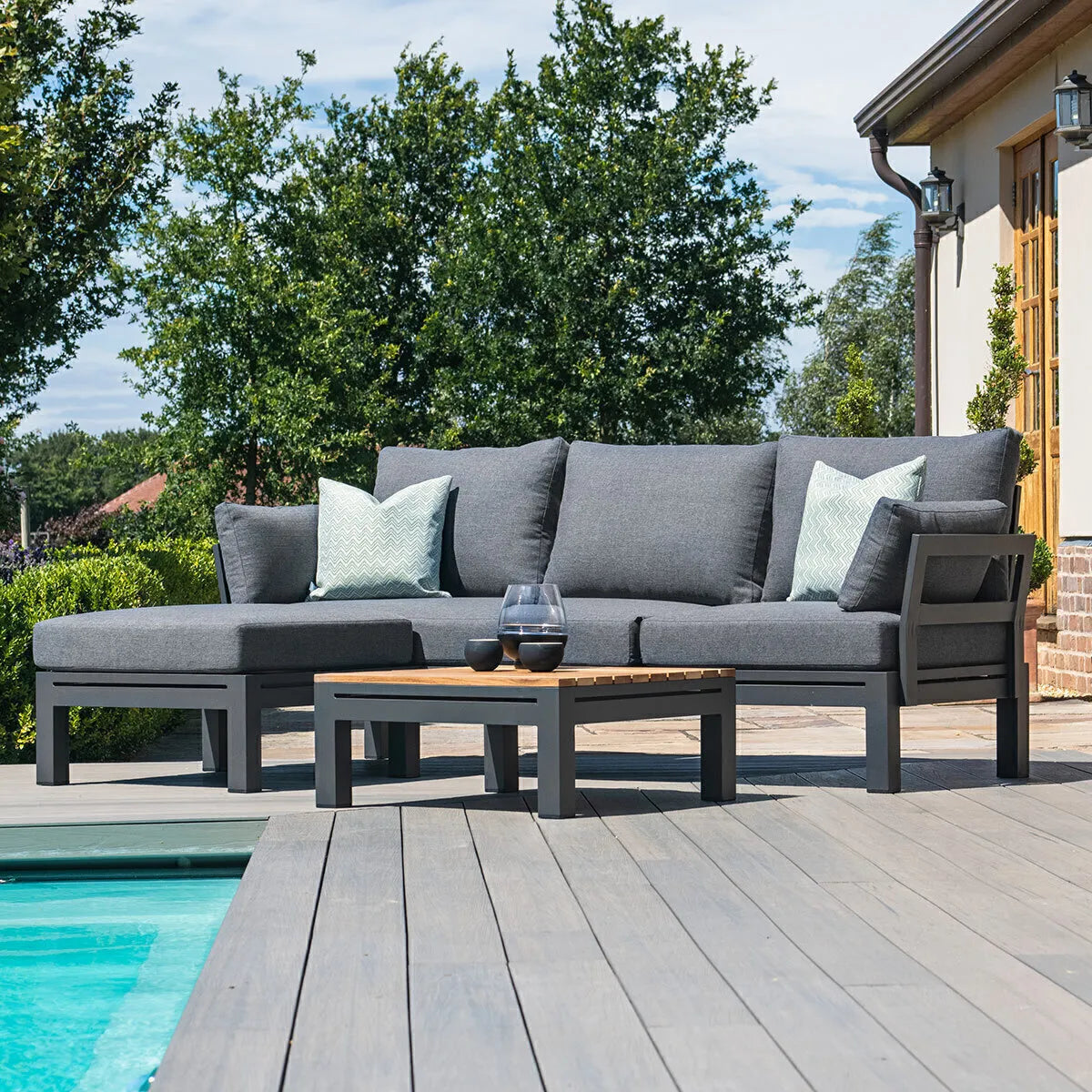 Homeflair - Oslo Chaise Aluminium Sofa Set