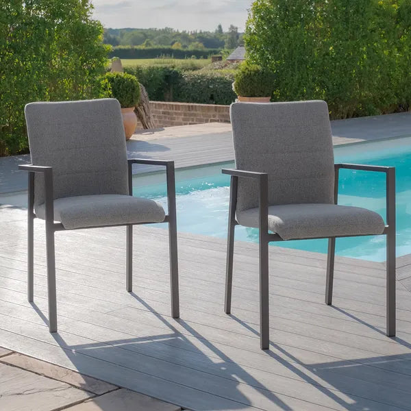 Outdoor Fabric Pair of Ibiza Dining Chairs - Oatmeal