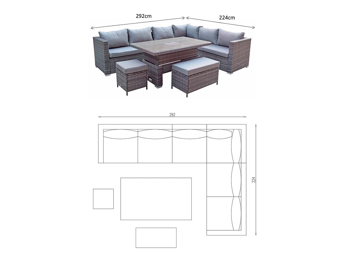 Signature Weave - CATALINA Modular Corner Dining with HPL top | CATA0442