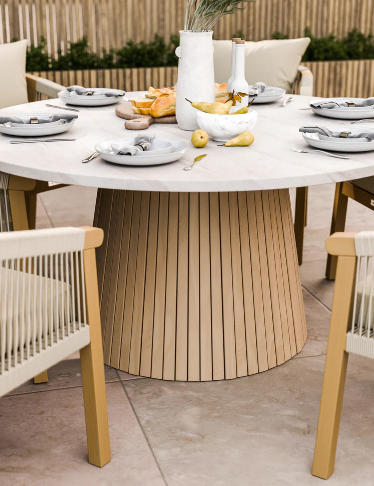 Saturn 6 Seater Round Conical Dining Set with Roma Dining Chairs