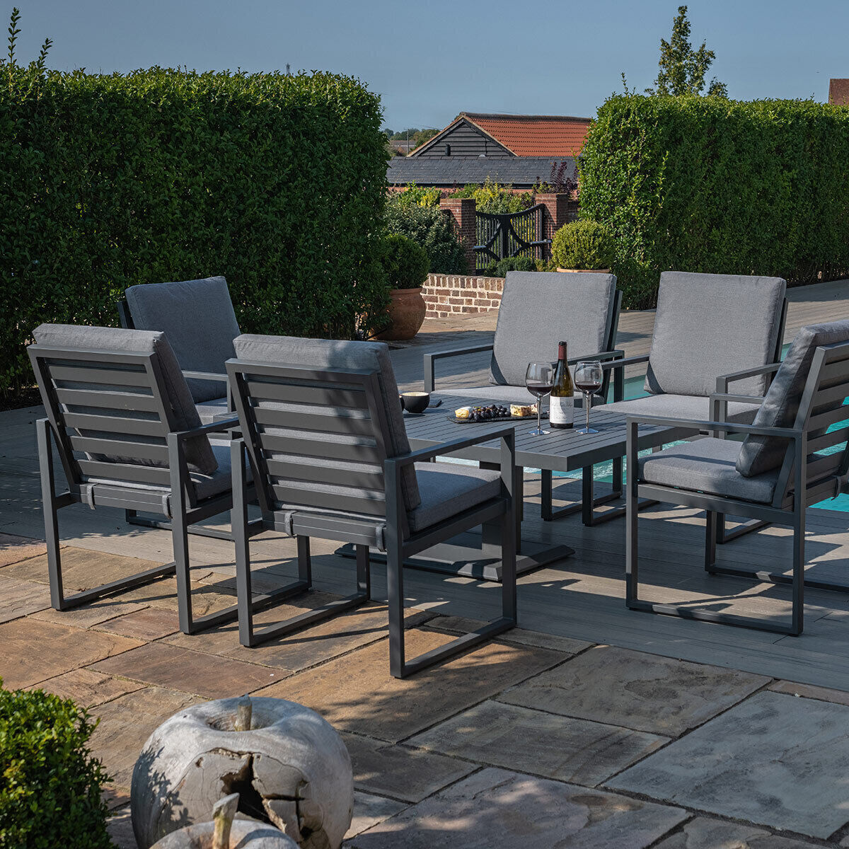 Homeflair – Amalfi 6 Seat Rectangular Aluminium Dining Set