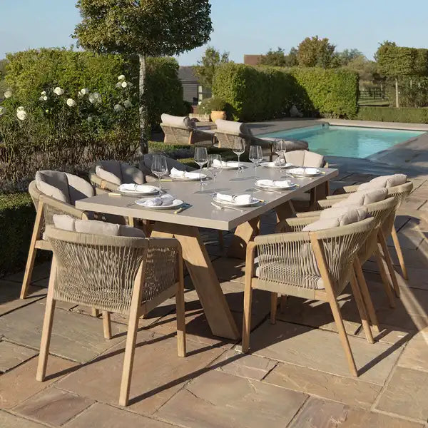 Homeflair - Martinique Rope Weave 4 Seat Round Dining Set