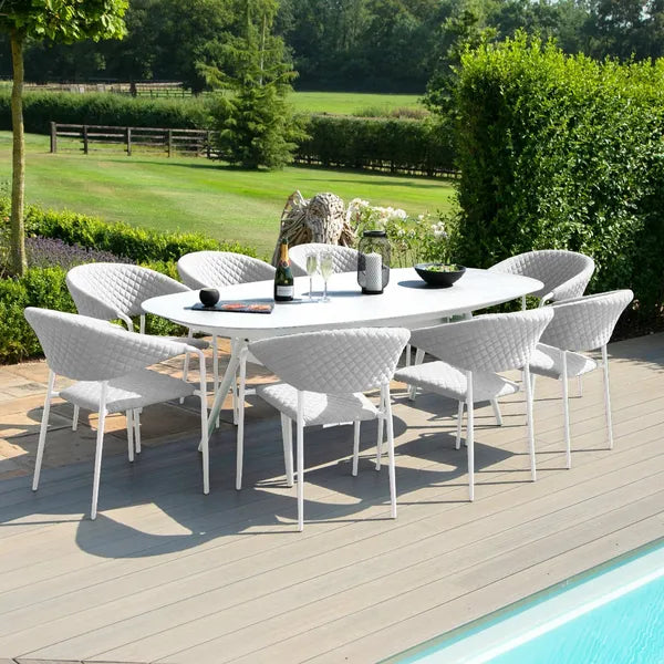 Outdoor Fabric Pebble 8 Seat Rectangular Dining Set