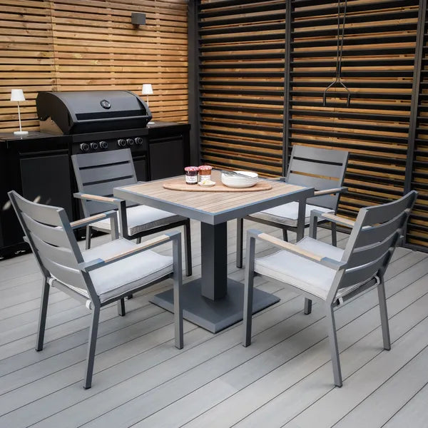 Vancouver 6 Seat Aluminium Rectangular Dining Set - Dove Grey