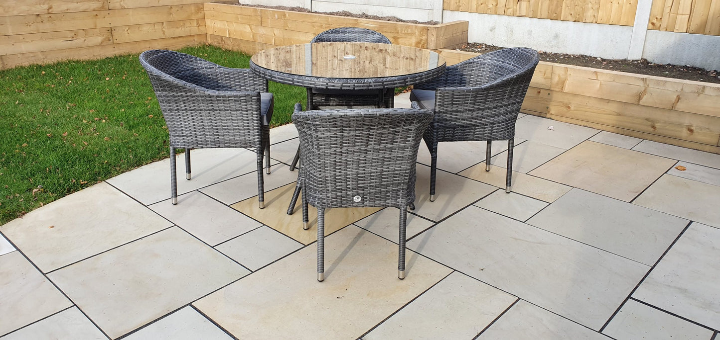 Rattan Grey Bistro Set with 4 Stacking Chairs | Emily | Emil0210_Emil0208