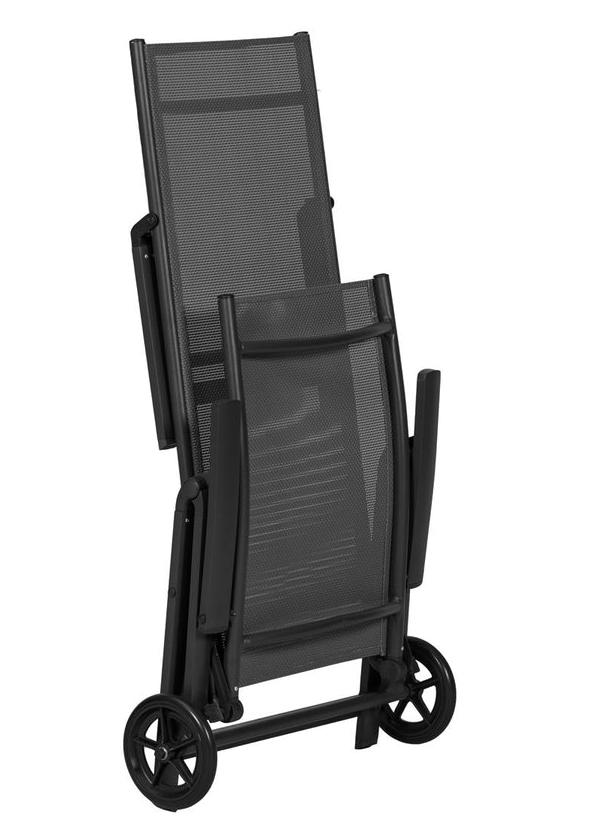 Sorrento Black Textylene Sunlounger with Wheels | 425202 | AMIR