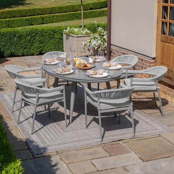 Florence Rope Weave 6 Seat Round Dining Set