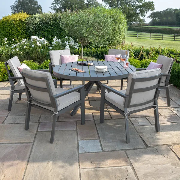 New York 4 Seat Round Aluminium Dining Set - Dove Grey