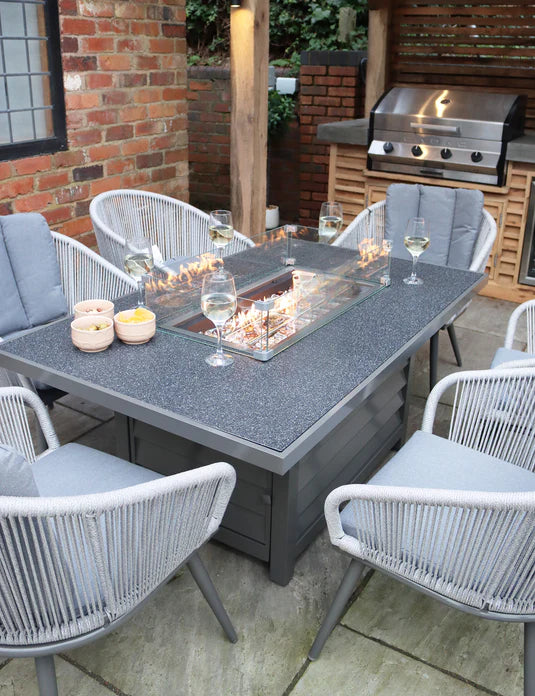 Aspen 6 Seater 150x90cm Fire Pit Set with Aspen Chairs