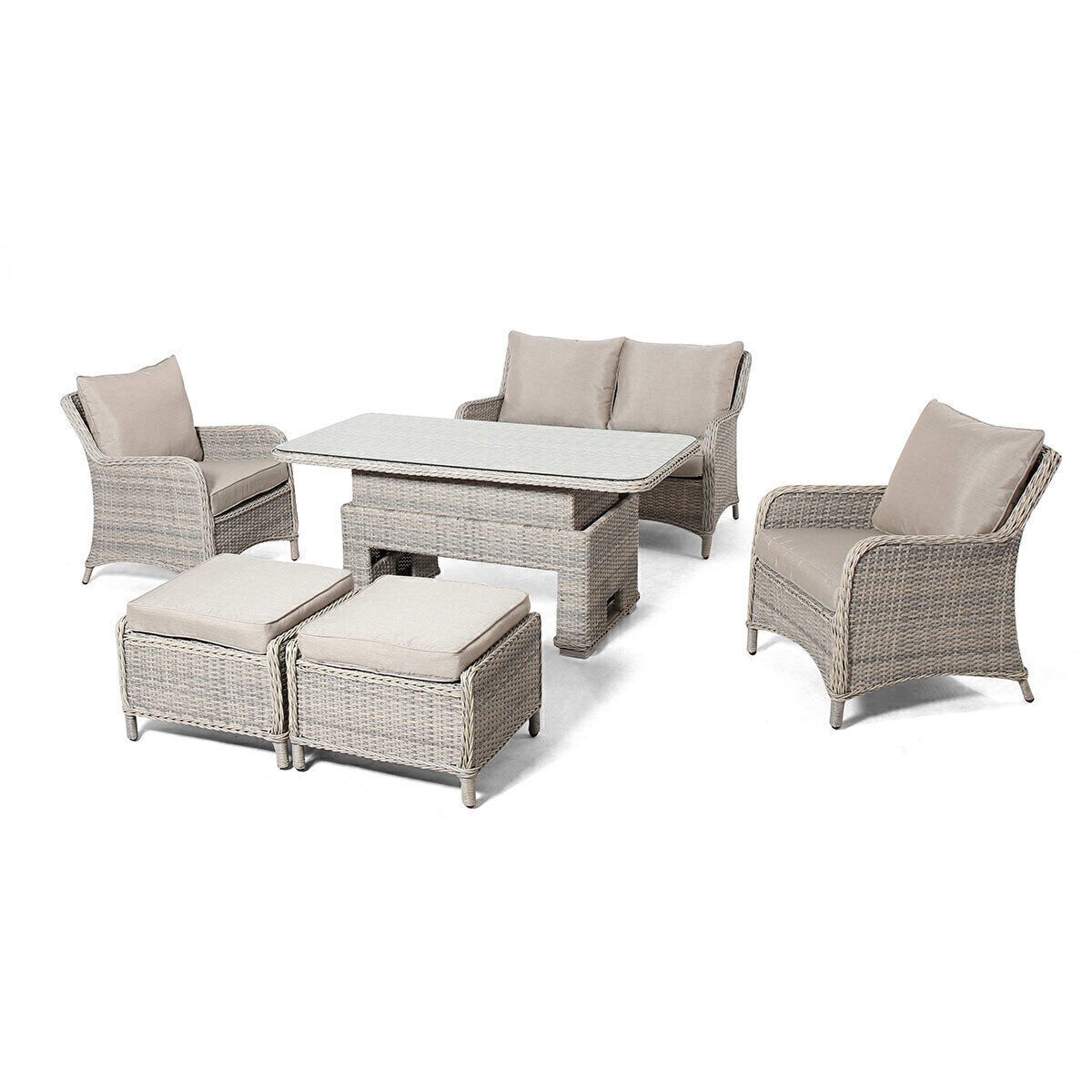 Homeflair – Cotswold Sofa Rattan Dining Set w/ Rising Table