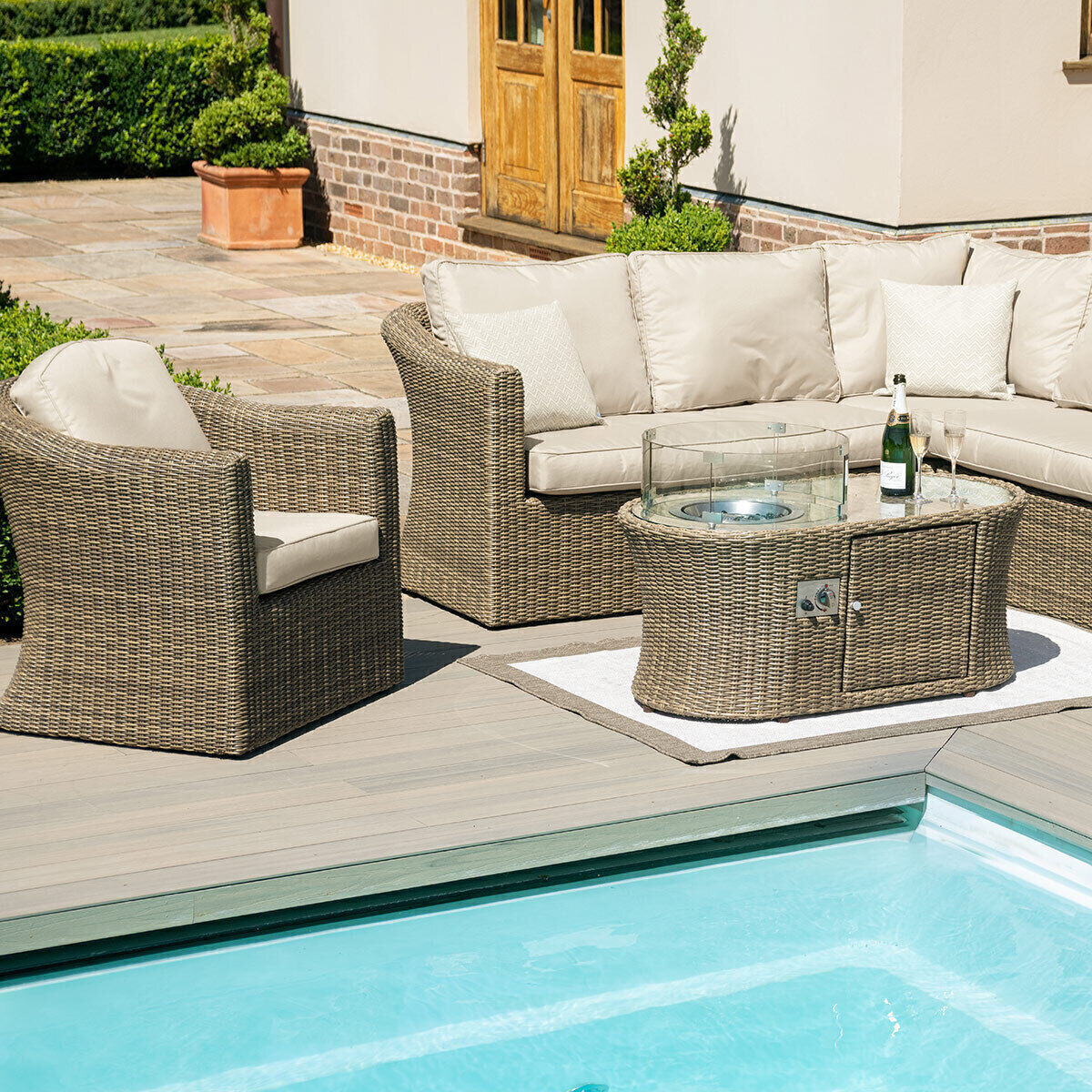 Homeflair - Winchester Oval Fire Pit Coffee Table