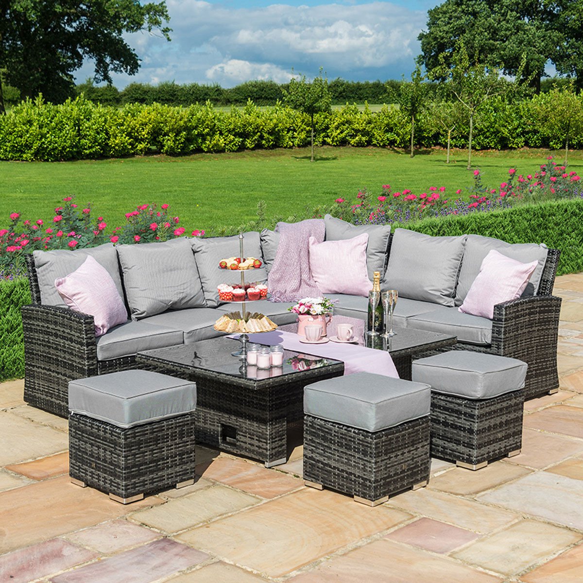Homeflair -Kingston Corner Rattan Sofa Dining Set