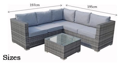 Rattan Brown Compact Corner Sofa Set with Coffee Table | Georgia | Geor0055