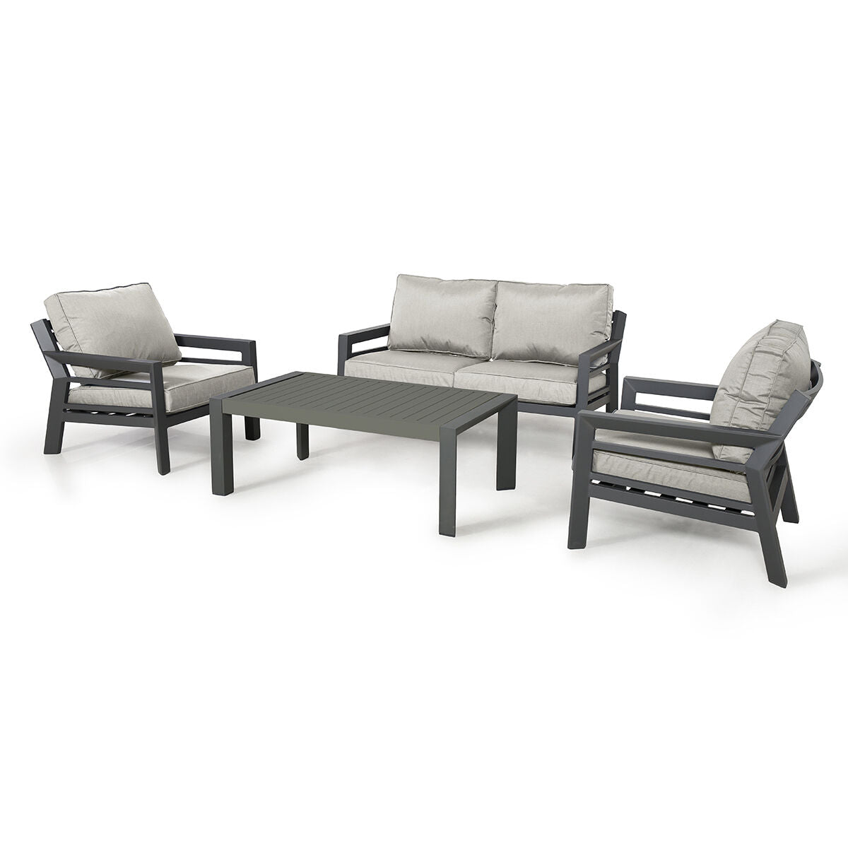 Homeflair - New York 2 Seat Aluminium Sofa Set - Dove Grey