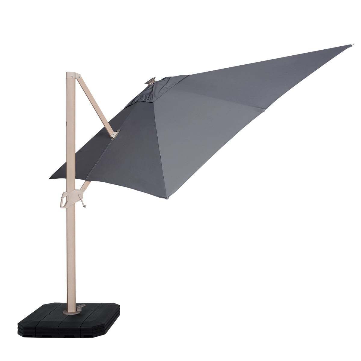 Homeflair - Atlas 2.4m x 3.3m Rectangular Wood Effect Rotating Cantilever Parasol
