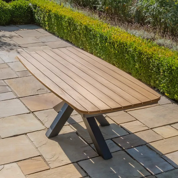 Jakarta Teak Dining Table with Grey Aluminium Frame