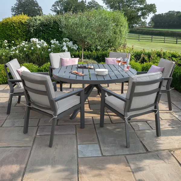 New York 4 Seat Round Aluminium Dining Set - Dove Grey