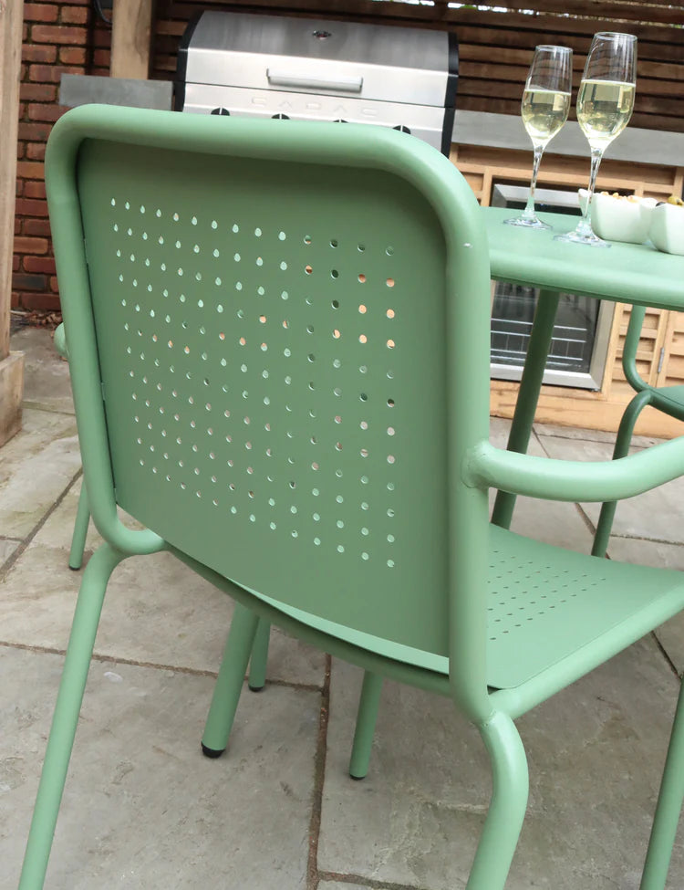 Porto 4 Seater Round Dining Set in Olive