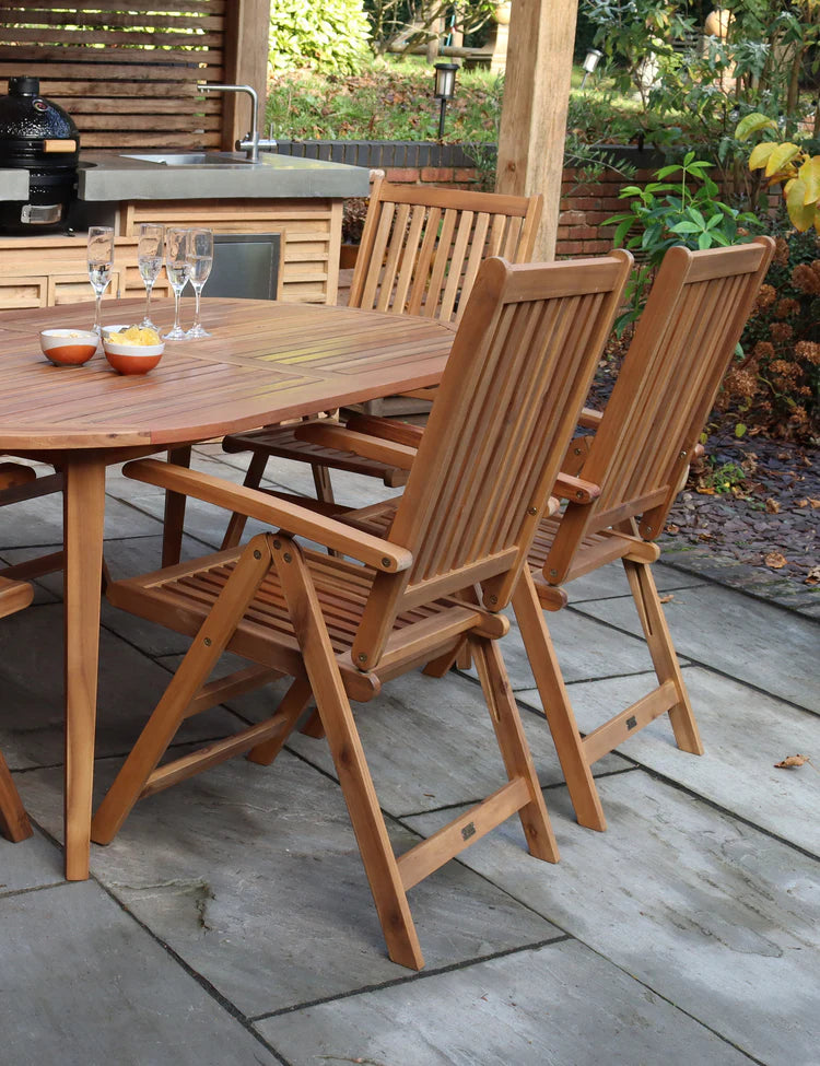 Ellipse 6 Seater Dining Set with Manhattan Recliner Armchairs