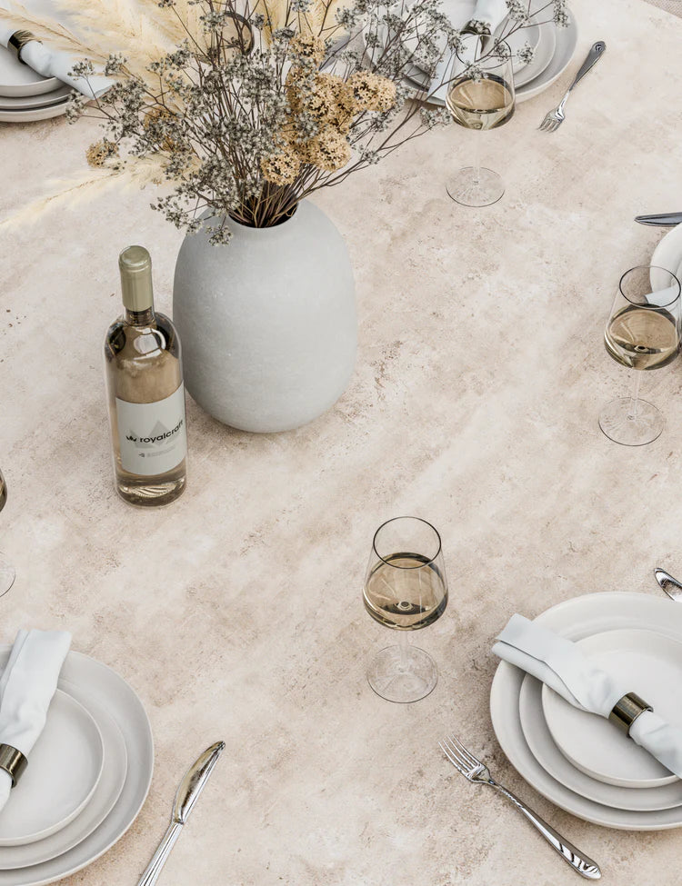 Bali 6 Seater Round Ceramic Glass Dining Set with Bali Rope Chairs