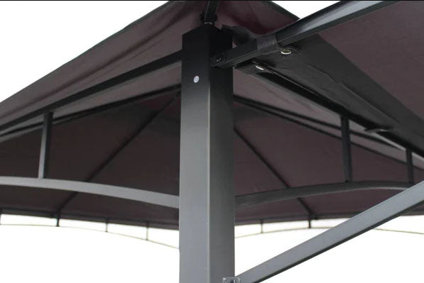 Algarve 3.3×3.3m + 2.1m Awning Grey Gazebo | ALGGAZ3.3X3.3-GREY | AMIR