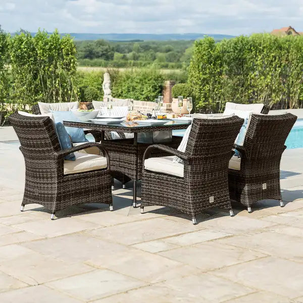 Texas 6 Seat Rectangular Rattan Dining Set with Ice Bucket - Grey