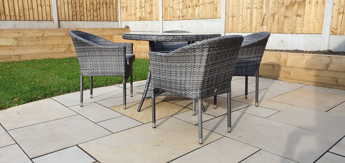 Rattan Grey Bistro Set with 4 Stacking Chairs | Emily | Emil0210_Emil0208