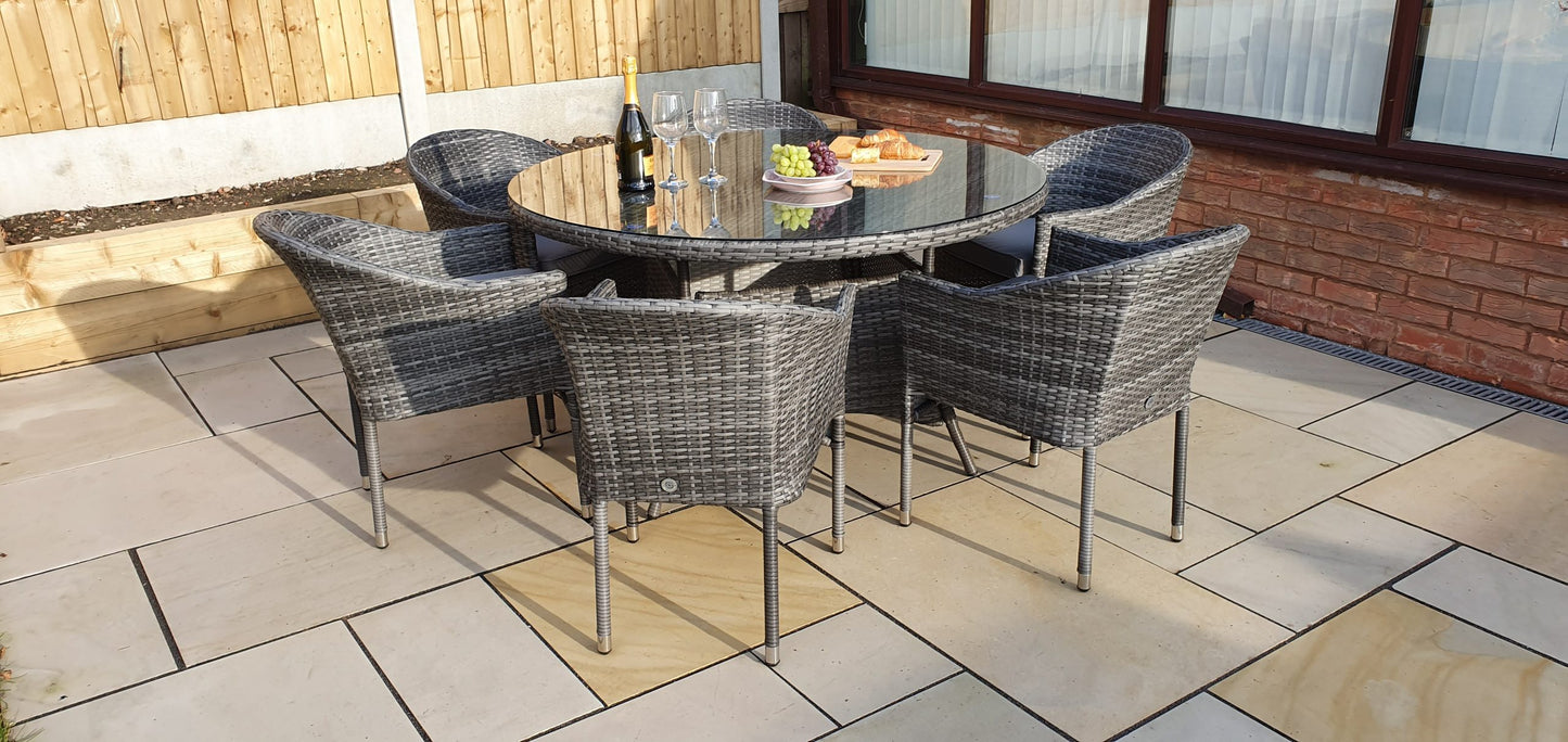 Rattan Round Dining Table + 6 Stacking Chairs set | Emil0211_Emil0208
