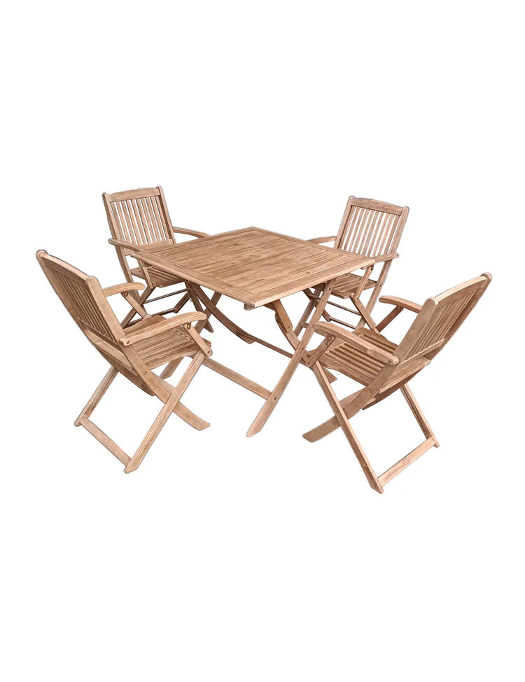 London 4 Seater Square Folding Set with London Folding Armchairs