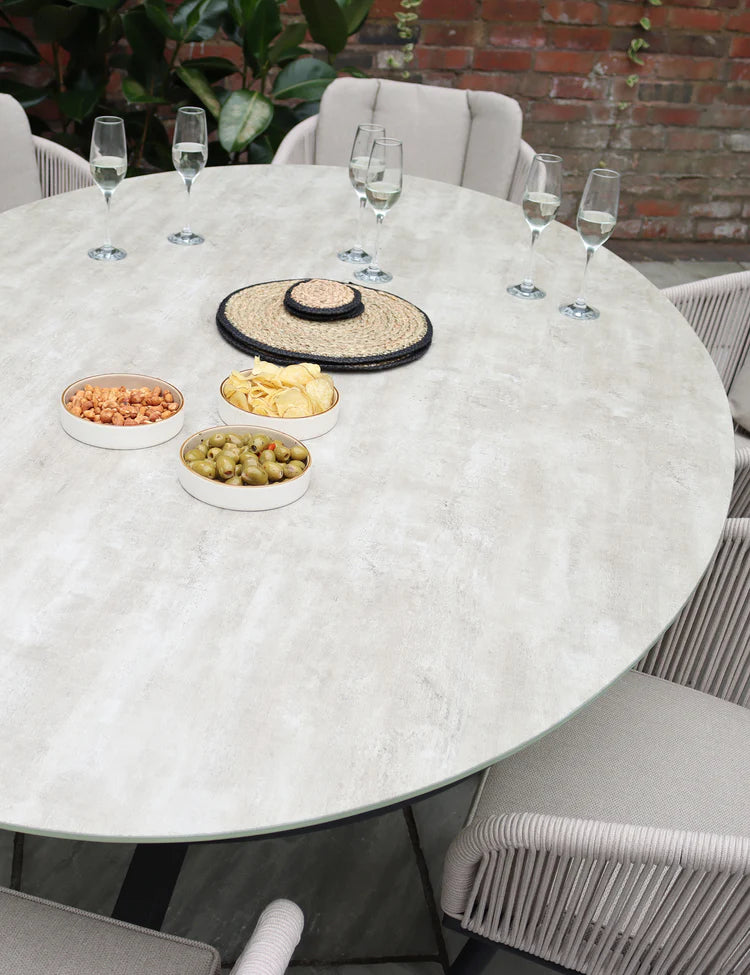 Bali 6 Seater Ellipse Ceramic Glass Dining Set with Bali Rope Chairs