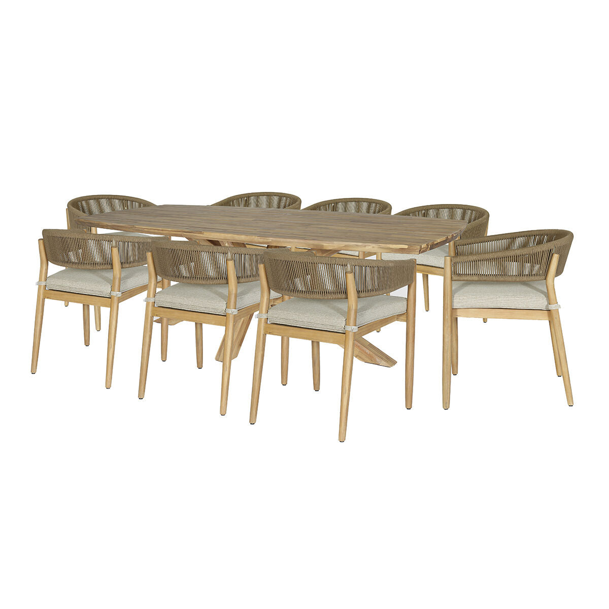 Homeflair - Porto Rope Weave 8 Seat Rectangular Dining Set