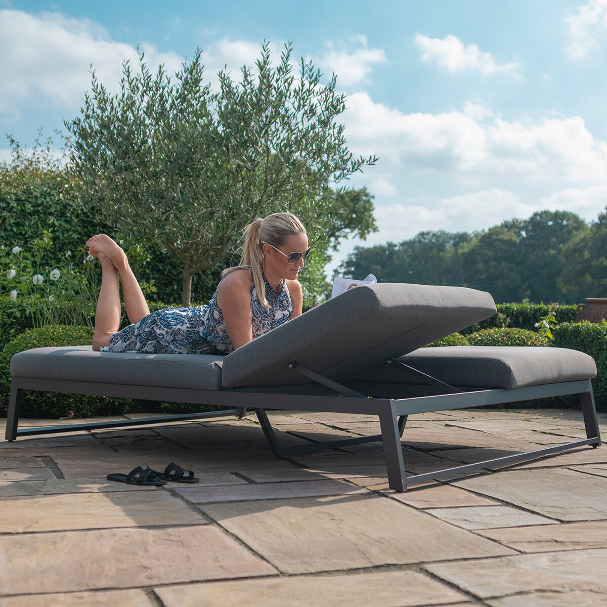 Homeflair - Outdoor Fabric Allure Double Sunlounger