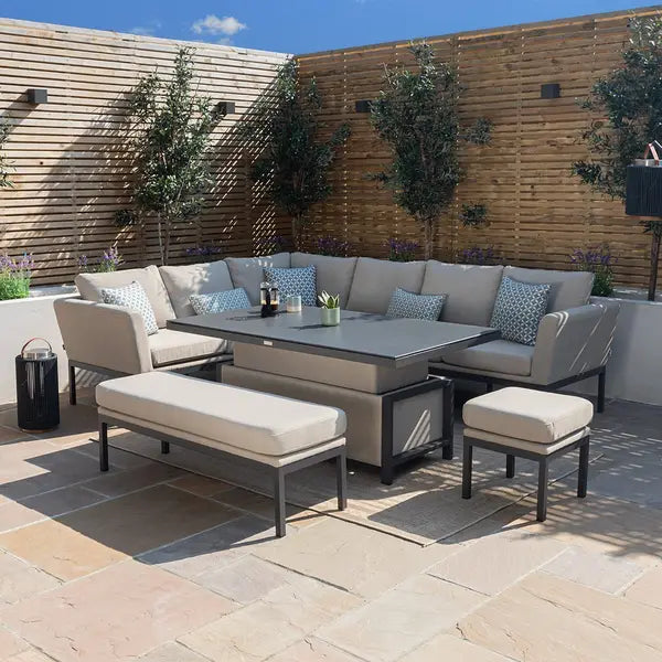 Outdoor Fabric Pulse 3 Seat Sofa Set with Rising Table - Flanelle