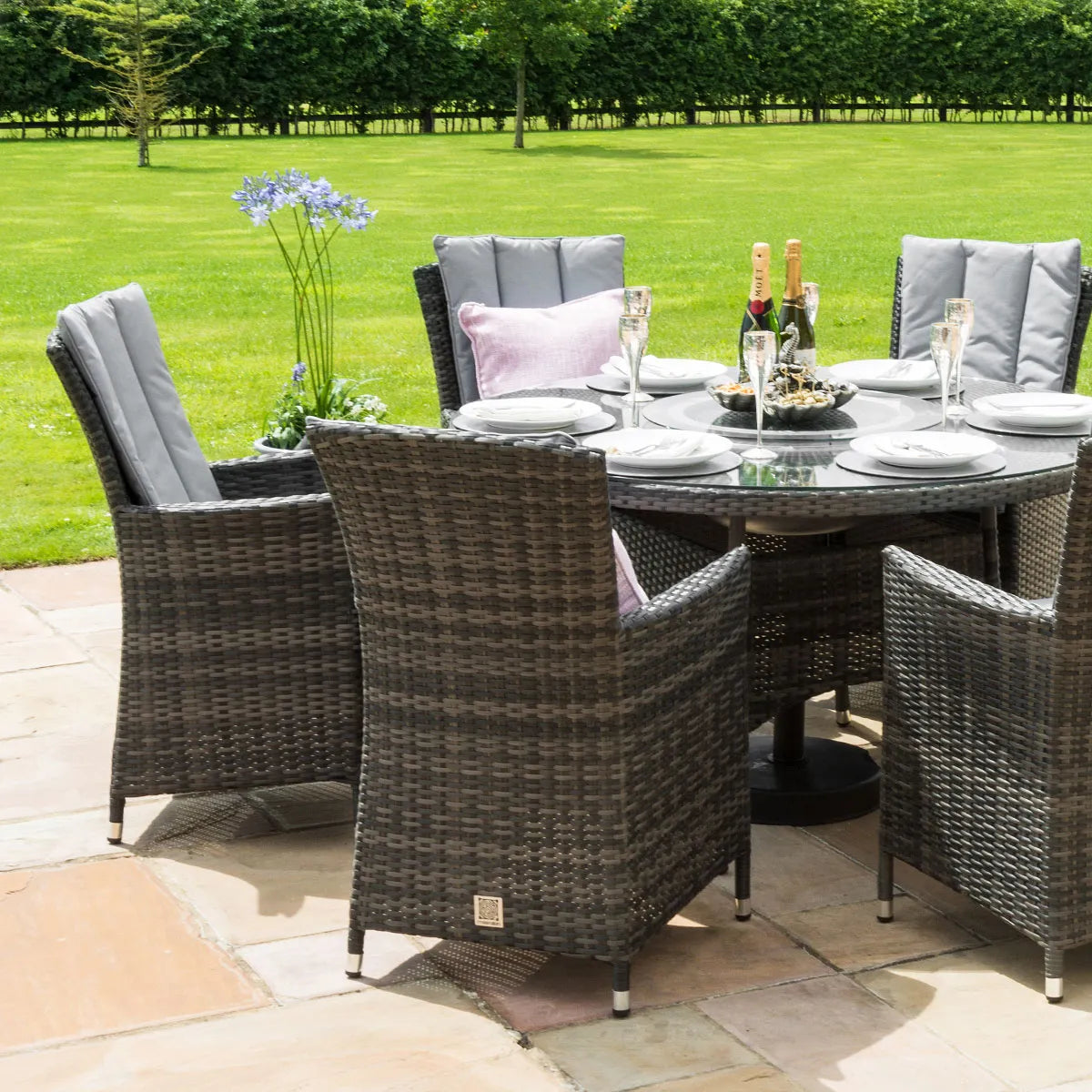 Pair of LA Rattan Dining Chairs - Grey