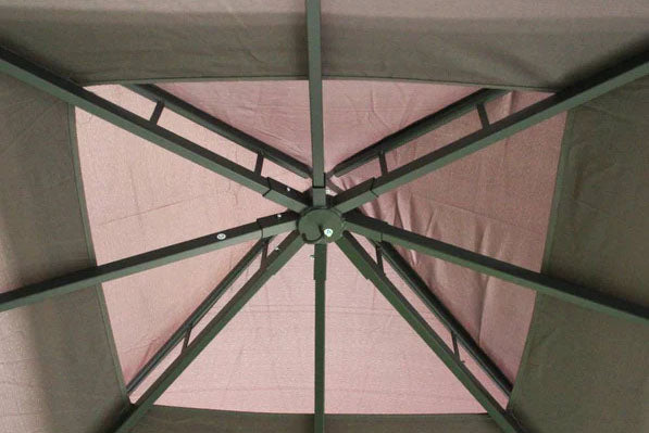 Algarve 3.3×3.3m + 2.1m Awning Grey Gazebo | ALGGAZ3.3X3.3-GREY | AMIR