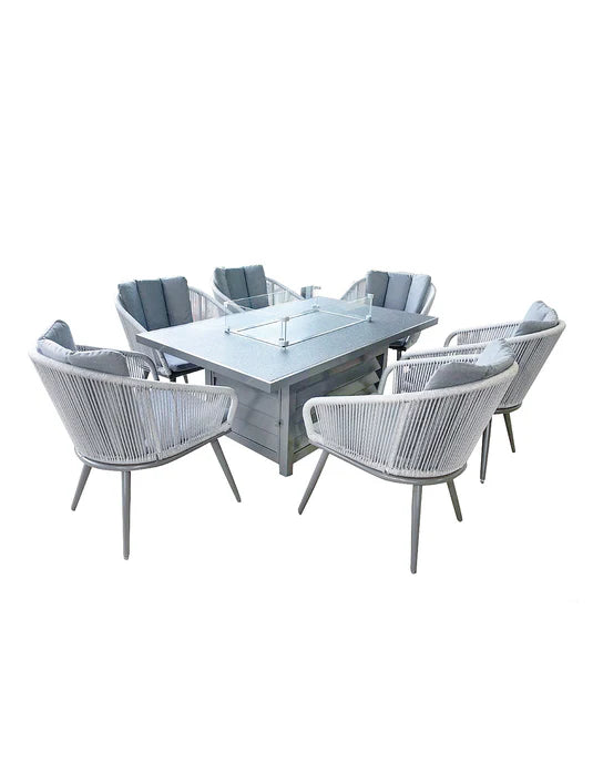 Aspen 6 Seater 150x90cm Fire Pit Set with Aspen Chairs