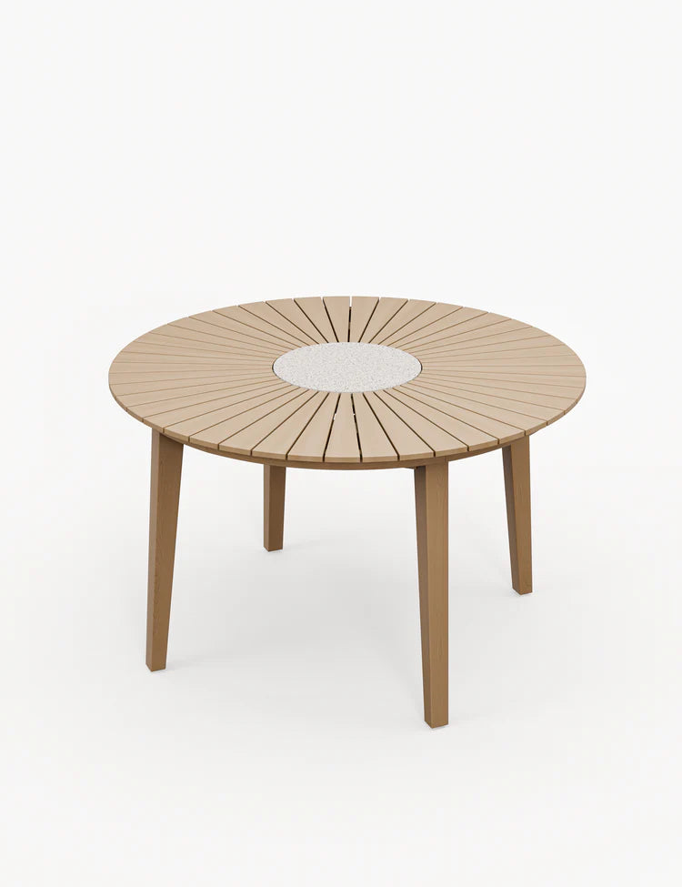 Luna 4 Seater Round Concrete Dining Set with Roma Rope Stacking Chairs
