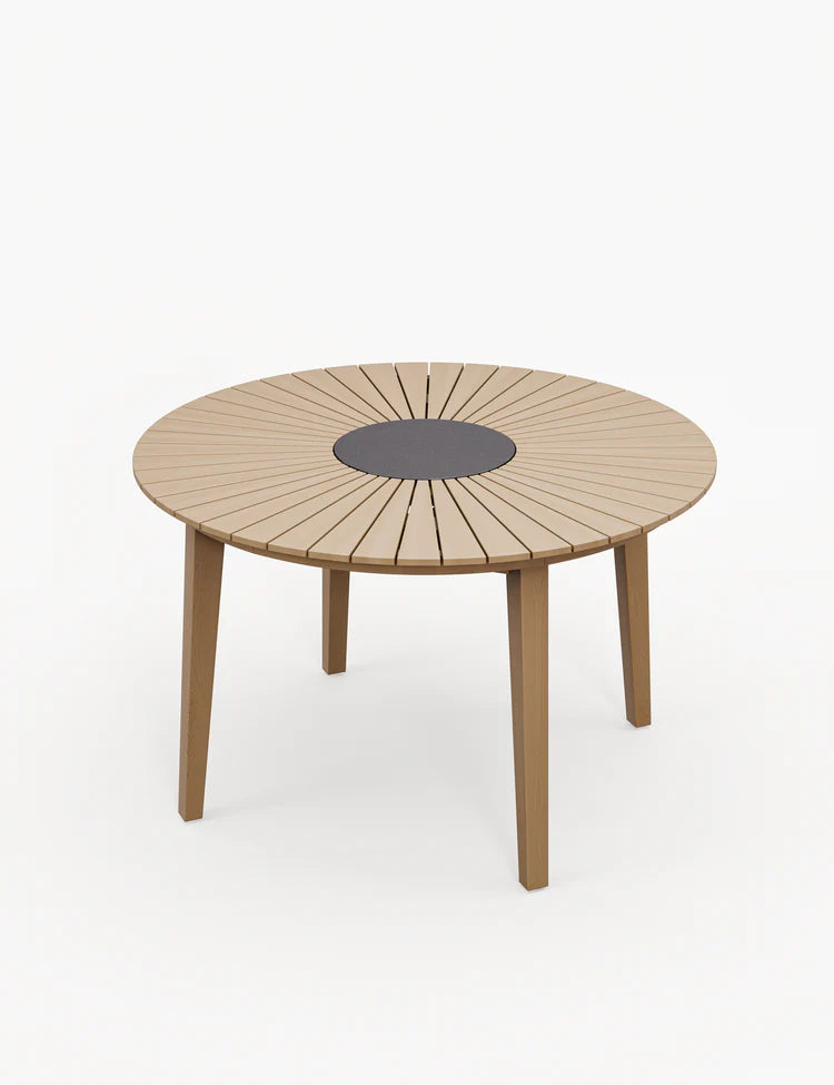 Roma 4 Seater Round Sunray with Black Granite Insert Dining Set with Roma Dining Chairs