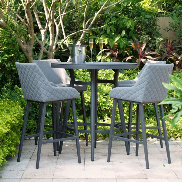 Outdoor Fabric Regal 4 Seat Round Bar Set - Charcoal