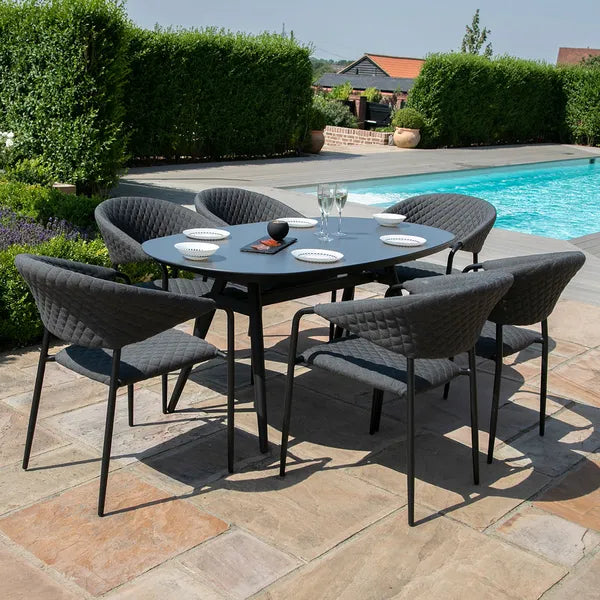 Outdoor Fabric Pebble 8 Seat Rectangular Dining Set