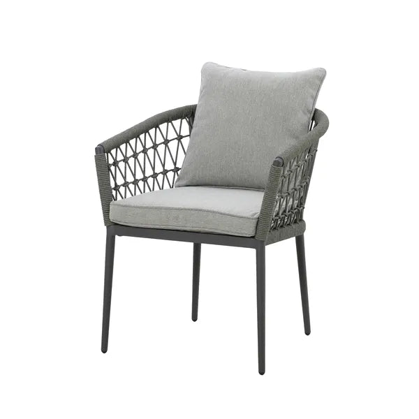 Monaco Rope Weave Pair of Dining Chairs - Cool Linen
