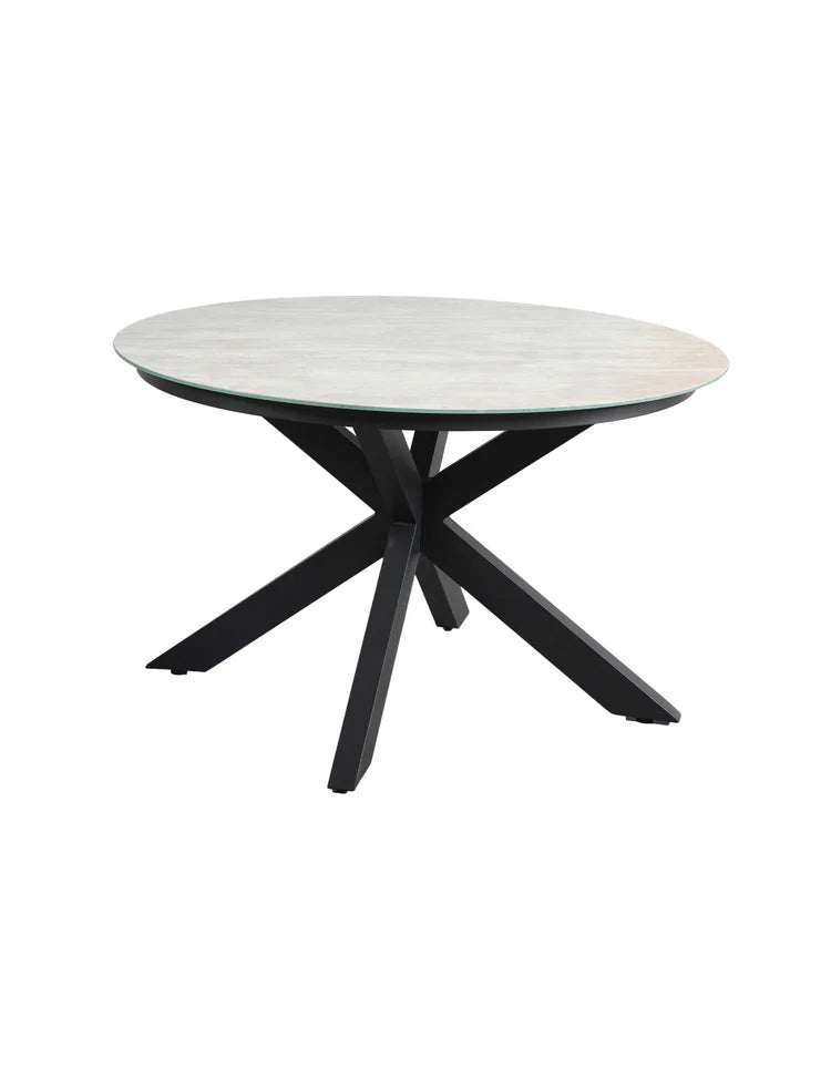 Bali 4 Seater Round Ceramic Glass Dining Set with Bali Rope Chairs