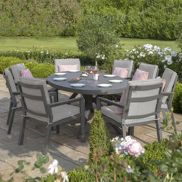 New York 4 Seat Round Aluminium Dining Set - Dove Grey